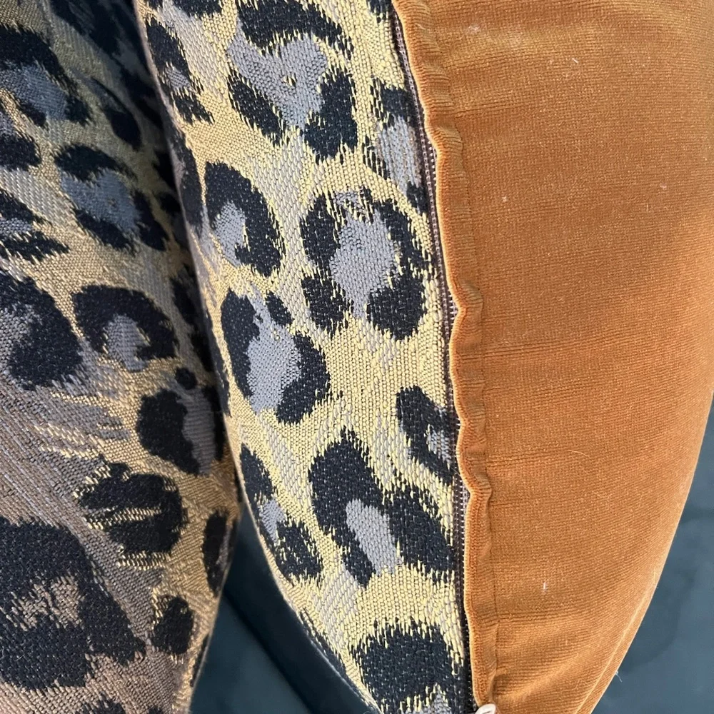 Custom made set of 3 18x18 high end leopard upholstery print pillows